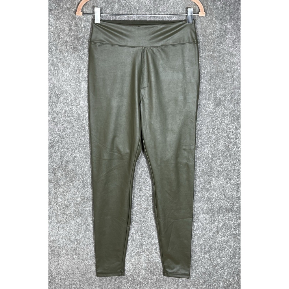 Offline By Aerie Real Luxe High Rise Faux Leather Leggings Womens Sz Large Green